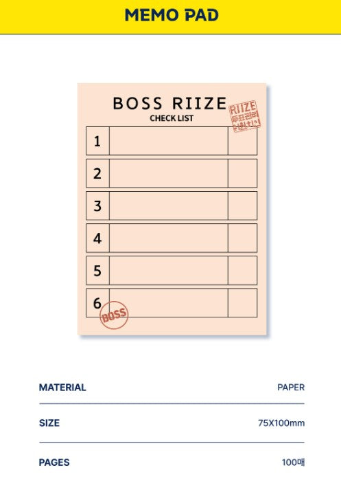 (Pre-Order) RIIZE - [BOSS RIIZE POP-UP MD] - MEMO PAD